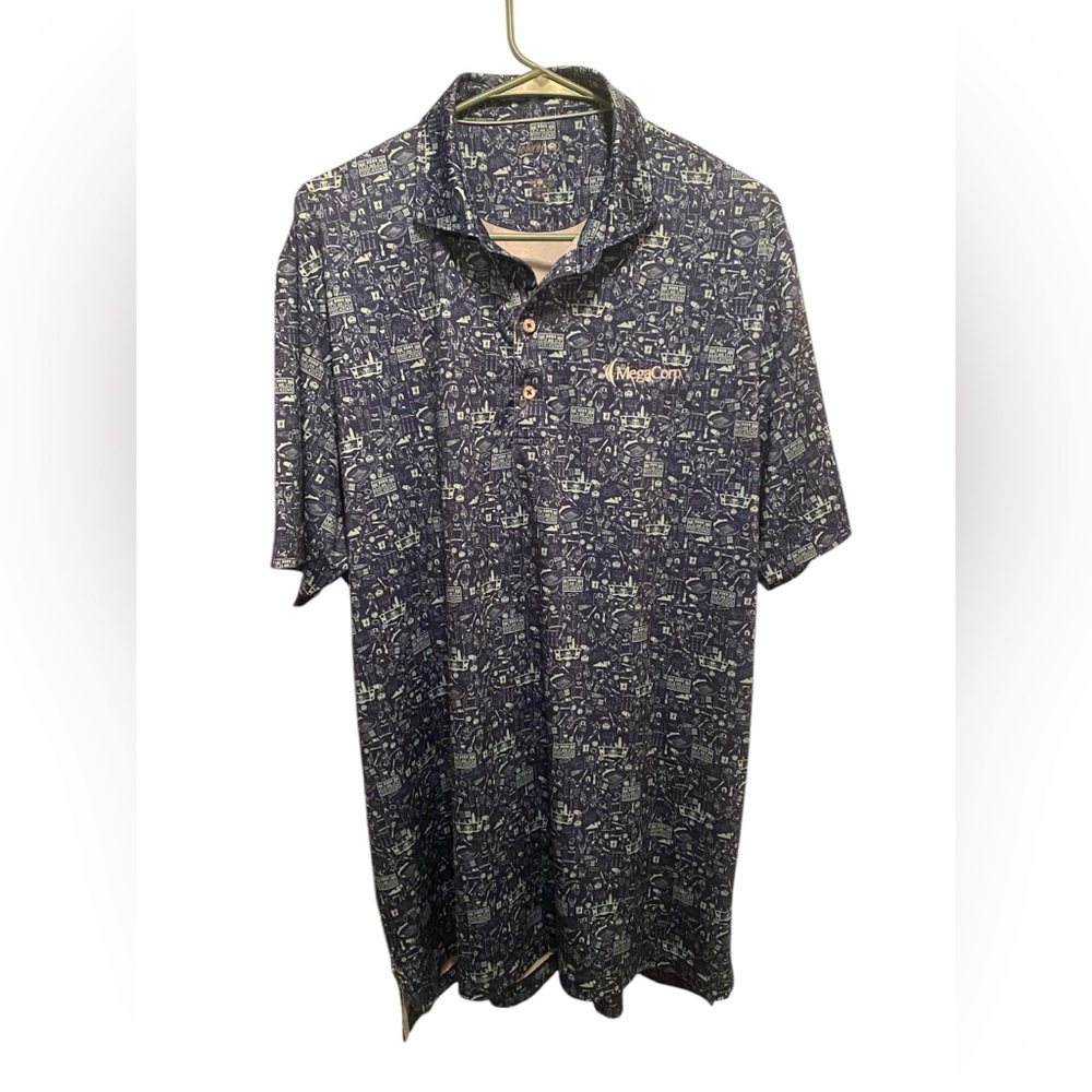 johnnie-O Navy and Light Blue Patterned Polo Shirt